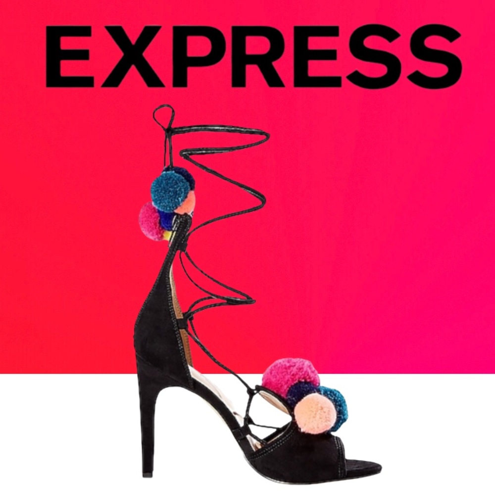 Express | Strappy Faux Suede Sandals heels 9